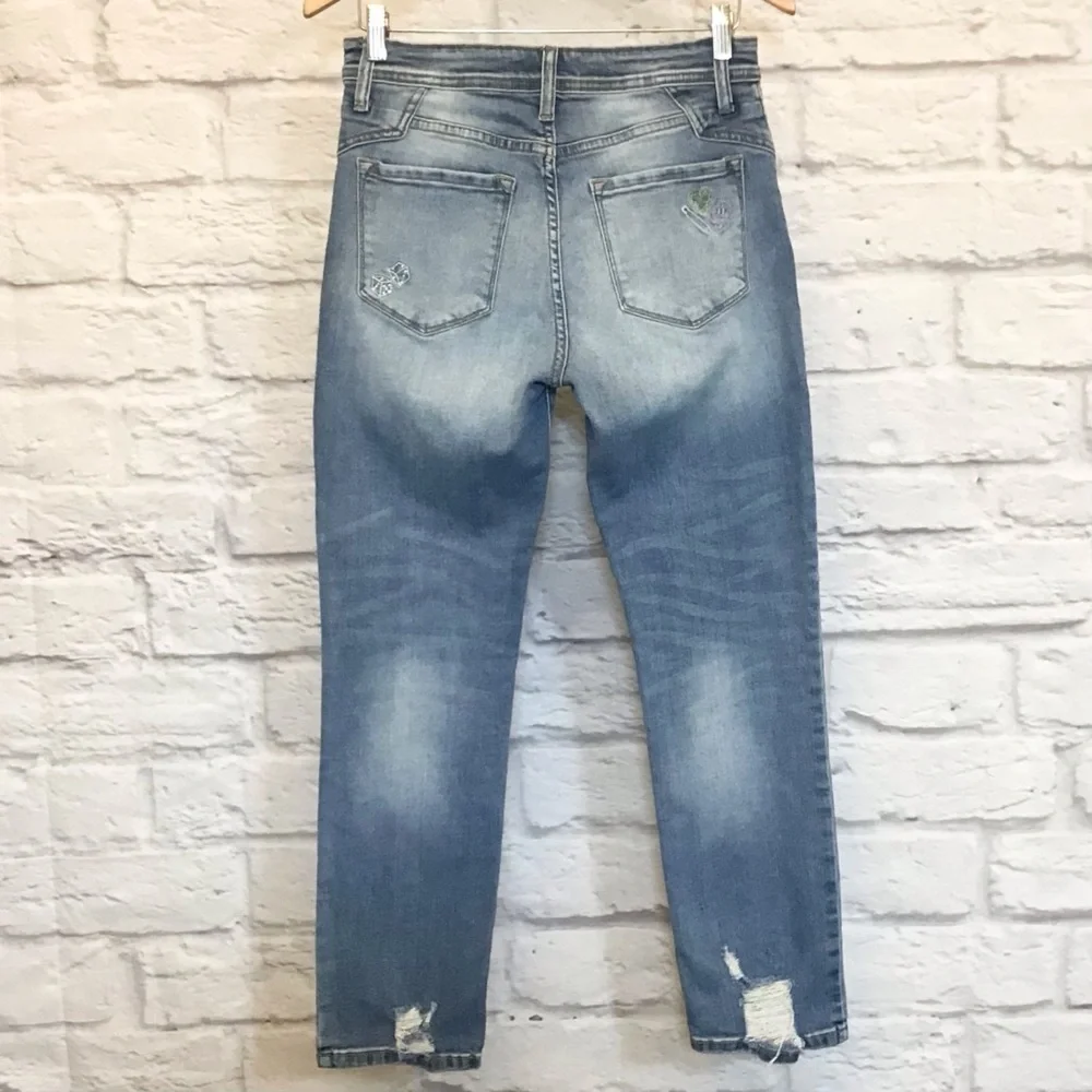KanCan 28 Straight High Rise Embroidered Cropped Ankle Jeans Dice #209726